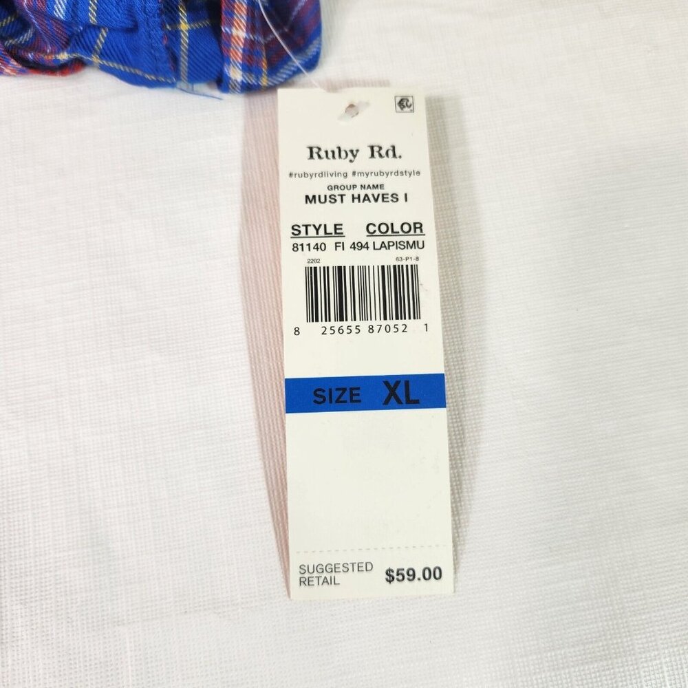 Ruby Rd Lapis Multi Long Relaxed A Line Soft Button Up Top Shirt Size XL (11) - Picture 11 of 11